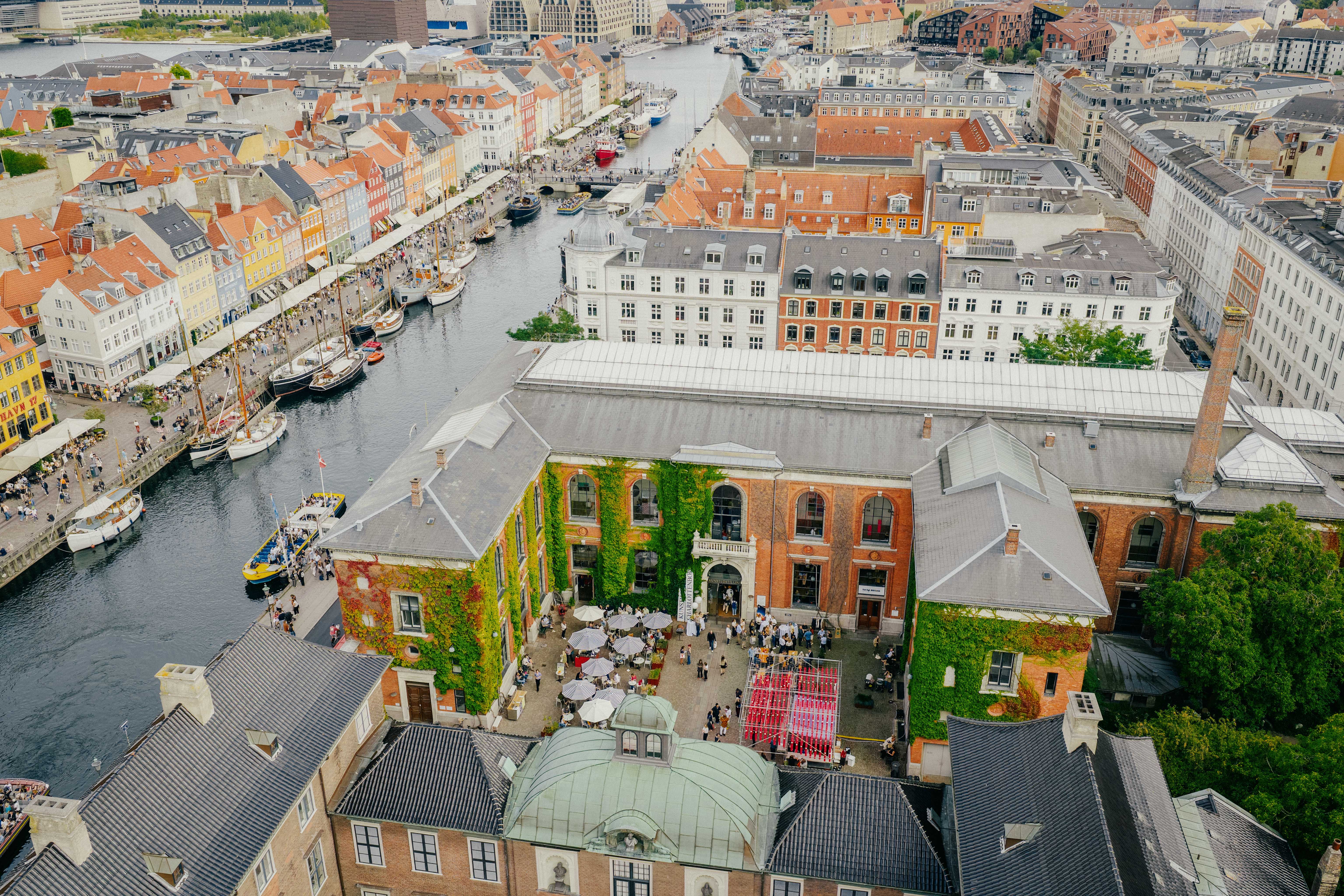 Drone photograph of Charlottenborg during CHART 2025. Photo by Joakim Züger